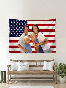 1pc Personalized Photo Wall Hanging - Vibrant Printing Craft, Customized Design For Unique Gifts - Celebrate Anniversaries, Birthdays, Weddings And More Occasions, Fashionable Home Decor, Room Flag, Suitable For Anniversary, Valentine's Day, Birthday, Youth Festival, Wedding, Christmas, And Housewarming Decoration In Living Room, Bedroom, Bathroom, And Tea Room. Seasonal Selection, Autumn Home Renewal, Scandinavian Style Cozy Home, Winter Elegance, Autumn Decor, Warm Atmosphere - Multicolor - View 2