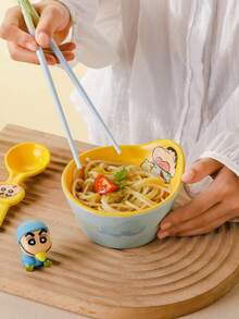CRAYON SHINCHAN 1pc  Asymmetrical Ceramic Bowl, Suitable For Salad, Yogurt, Fruit, Fashionable Tableware, Microwave Kitchen Utensil, Healthy Food Salad Bowl - Multicolor - View 8