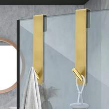 2pcs Stainless Steel Bathroom Frameless Glass Shower Door Hooks, Heavy Duty Clothes & Towel Hooks, Available In Silver, Black, Gold - Multicolor - View 13
