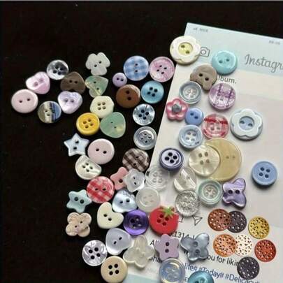 Colorful Cute Plastic Buttons, Suitable For DIY Craft Decorative Buttons, Creative Stickers For Scrapbooking, Sweaters, Cardigans, Sewing Shirts, Assorted
