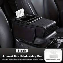 Universal Car Armrest Box Protector Imitation Leather Center Console With 2 Side Pockets + 2 Cup Holders + Tissue Multi-Functional Storage Space Phone/Bottle/Card Compatible With Most Car Models Car Accessories Women's Car Accessories Car Interior Accessories - 隨機款式+抽紙 - 查看 2