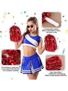 2/6个带丝带的啦啦队彩球，舞蹈表演道具，方块舞游戏道具，适用于足球、篮球、美式橄榄球和体育表演、团队运动、舞蹈和啦啦队表演