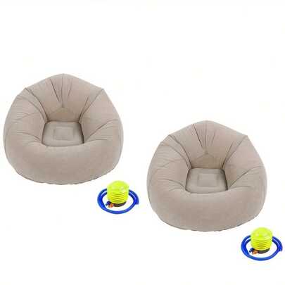 Blow Up Sofa Inflatable Bean Bag Chairs Camping Chair Inflatable Lazy Sofa Folding Portable Chair For Bedroom Living Room Reading Room - Coffee With Inflator Pump