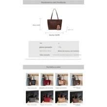 Bolso cruzado de mujer gran capacidad diseño de cuadros hombro bandolera bolso de mano para el trabajo y viajes moda - Café - Ver 5