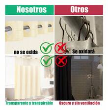 TendenciaCortina De Baño Impermeable Lavable Para Tela 200*200cm Cortina De Baño BeigeCalidad premium - Cortina de baño Negro - Ver 8