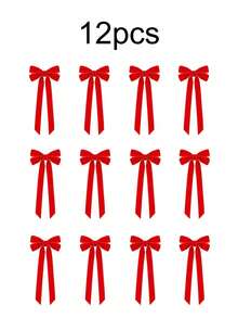 12/6/1 Pcs Christmas Tree Bow Decorations, Holiday Ribbon Gifts Bows, Christmas Gifts, Party Background Decor Bows, Holiday Wreaths, Crafts, Birthday Gift Decor, Christmas Gift Decor, Tabletop Centerpieces, Gift Wrapping Bows. Ideal For Holiday Gift Packaging And DIY Projects. Velvet Ribbon, For Christmas Tree Decoration, Christmas Tree Bows. Valentine's Day Gift Decor - Multicolor - View 6