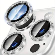 3pcs Apple 17 Pro / 17 Pro Max / 16 Pro Max / 16 / 16 Pro / 16 Plus / 15 Pro Max / 15 Pro / 15 Plus / 14 Pro Max / 14 / 13 / 12 / 11 Camera Lens Protective Film, Flash Version - Cute Girlish Style Metal Independent Shiny Ring Protective Case Compatible With IPhone 17 Pro Max, 9H Scratch Resistant Tempered Glass, Silver - Silver - View 13