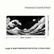 1 件装超大日式黑色波浪纹游戏鼠标垫 - 符合人体工学设计，防滑橡胶底座，日式风景图案，适用于电脑和平板电脑，经久耐用，表面光滑，办公桌配件，办公用品，办公装饰 - A - 查看 10