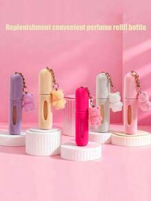 1个5毫升小熊造型可填充香水瓶钥匙扣，可爱动物设计，便携旅行装 - 彩色 - 查看 1