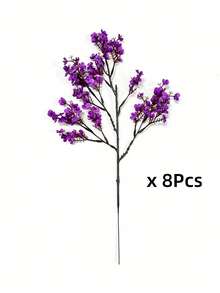 MEHELANY 8支紫色仿真满天星花，丝绸花束，适合婚礼新娘派对家居DIY花艺装饰