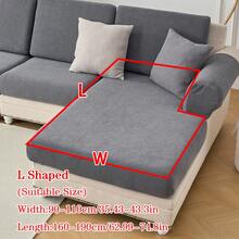 1pc Chenille Jacquard Non-Slip Sofa Seat Cushion Cover, Soft & Skin-Friendly, Pet-Proof, Elastic Sofa Slipcover, Suitable For L-Shaped Combination Sofa And 1/2/3/4 Seat Sofa, Spring/Autumn (Sold Individually) - Dark Grey - View 14