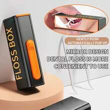 Caja de hilo dental con espejo - Palillo de hilo dental portátilático - Hilo de palillo de dientes de alta gama portátil para el hogar