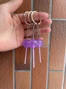 1 móc khóa kẹo mút bằng nhựa hình tròn, móc khóa kim loại hình kẹo mút hoạt hình màu sắc kẹo mút, móc khóa kẹo mút bằng nhựa hình thức ăn thực tế, móc khóa tự làm, mặt dây chuyền túi xách, phụ kiện tự làm, chủ đề trường học dễ thương Kawaii - Nhiều màu - Xem 24