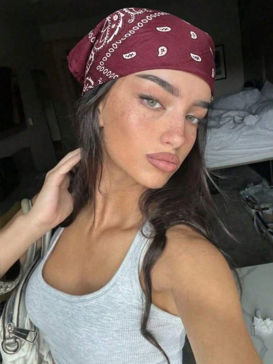 1pc Fashionable Paisley Print Versatile Large Bandana/Headband, Boho Style, Suitable For All Seasons