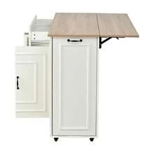 Kitchen Island Bench, Kitchen Cart With Outlets, Cabinet, Dining Cart With Worktop, Sideboard Cabinet, Dining Cart, Self-Service Cabinet, White - White - View 2