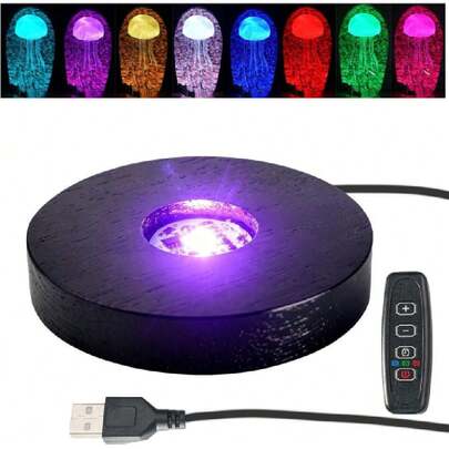 Base LED para exhibición de arte de cristal, multicolor, 4 pulgadas (negro oscuro), 40283443