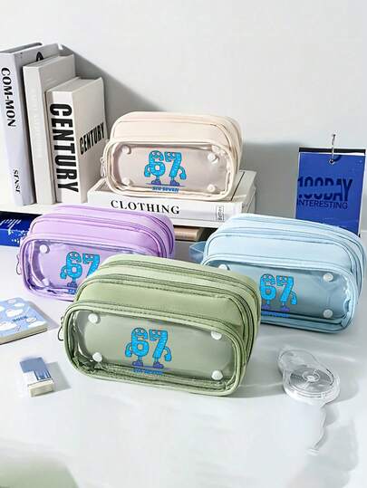 1个新款创意大容量铅笔盒，多功能桌面文具收纳盒，适合男孩女孩学习和工作，便携式铅笔盒，学习礼物，返校季，学习用品