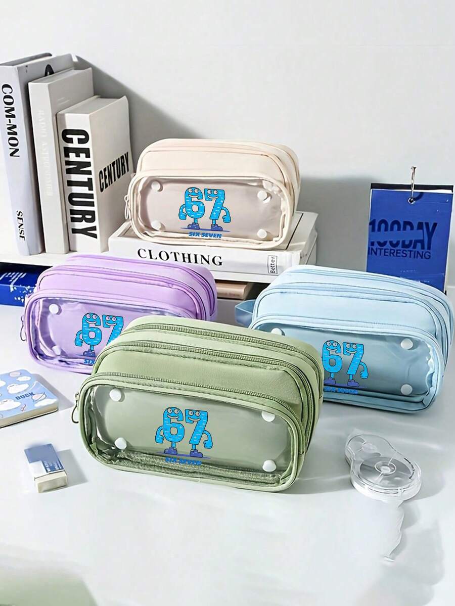 1pc New Creative Large Capacity Pencil Case, Multi-Functional Desktop Storage Stationery Box, Suitable For Boys And Girls Learning And Work, Portable Pencil Box, Learning Gift, Back To School, School Supplies