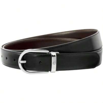 128135 - Cinturn de piel doble negro/caf, longitud ajustable 3x 120, Marrn, 3x 120