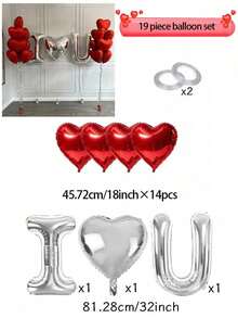 Red & Gold Decor Set - Large Gold LOVE Letter - Large Heart/Set, Polyester Foil Balloon Love Banner, Red Ribbon, Suitable For Valentine's Day, Anniversary, Wedding, Birthday Party, Home Decor, Hotel Decor, Photography Props - Multicolor - View 24
