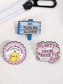 1件/套 “抱歉，我的社交焦虑症说不行”珐琅徽章 哭泣的小鸭 社交聚会幸存者胸针 翻领徽章 珠宝 礼物 送给朋友 - 彩色 - 查看 10