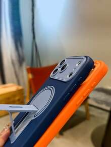 奢华双色闪电磁吸支架手机壳，兼容 17 Pro Max、17 Pro、17、16 Pro Max、16 Pro、16、15 Pro Max、15 Pro、15、14 Pro Max、14 Pro、14、13 Pro Max、13 Pro、13、12 Pro Max、12 Pro、12、11，时尚镜头保护后盖，支持无线充电 - 藍色 - 查看 3