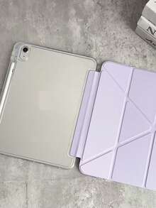 1pc Unisex Minimalist PU Leather Tri-Fold Stand Protective Case With Pencil Slot, Suitable For IPad 7/8/9, IPad Air 5/4/3 9th Gen 10.2, IPad Pro 11, IPad Mini 5 - Black - View 7