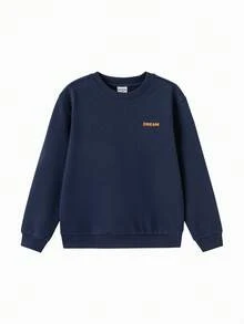 Balabala 男女通用圆领卫衣，活动自如设计，棉混纺面料，百搭日常穿着 - 深藍 - 查看 4