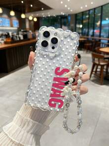 编织波浪边极简高端TPU波点字母彩绘防摔手机壳，配装饰串珠手链，兼容 17 Pro/17 Air/17/17 Pro Max、16/11/16 Pro/16 Plus/16 Pro Max/16 E/15 Pro Max/13/14/12/XS/XR/7G/8 Plus/XR/7/8，彩绘款适用于 15 Pro Max、13、14，软壳P12防摔X，编织波浪边12/14彩绘TPU防摔软壳 - 彩色 - 查看 2