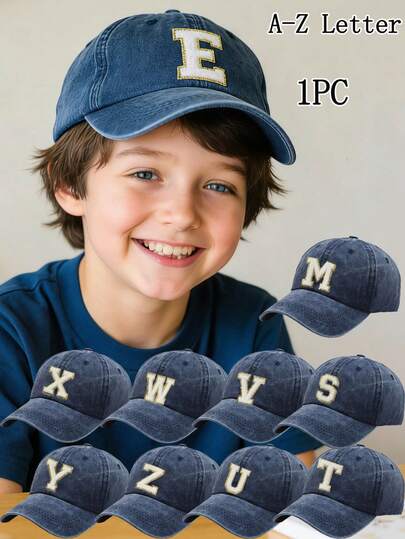 1pc Kids 26 Letter Pattern Baseball Cap, Toddler Boys Girls Sun Hat, Suitable For Outdoor Activities And Daily Wear, UV Protection