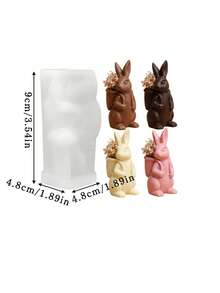 1/2pcs Easter Basket Rabbit Chocolate Mold, DIY Standing Rabbit Cake Mold, Pudding Silicone Mold - Transparent - View 2