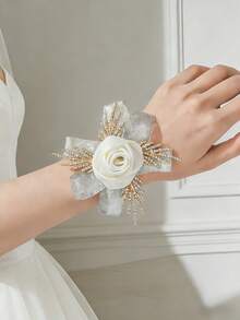 1 bông hoa hồng cao cấp với khung hợp kim kim loại, cài áo thanh lịch, thích hợp cho cô dâu, phù dâu, mẹ cô dâu, đám cưới, lễ đính hôn, tiệc chiêu đãi, sự kiện. - trắng - Xem 5