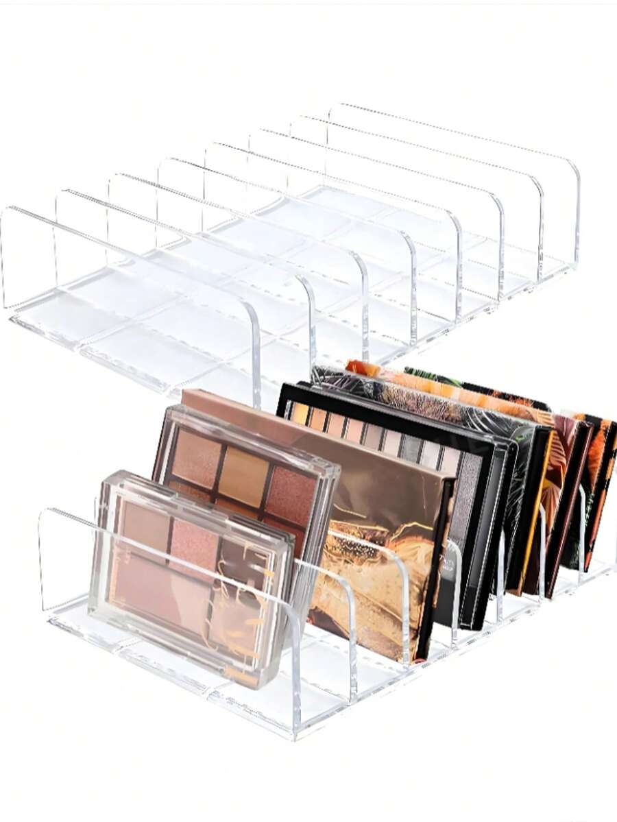 1个透明亚克力7格眼影盘化妆品收纳展示架，适用于梳妆台 - 無色 - 查看 1