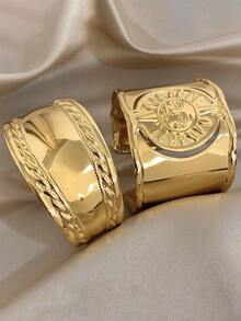 Bộ vòng tay bản rộng mạ vàng 18K bằng thép không gỉ sang trọng kiểu cổ điển hình Thần Mặt Trời và họa tiết hình học bện, trang sức nữ, thích hợp cho Lễ Tình nhân, Tiệc tùng, Dạ hội, Hàng ngày, Hẹn hò, Năm mới, Đám cưới, Đi biển, Giáng sinh, Kỷ niệm, Quà tặng thanh lịch cho mẹ, Trang sức Boho, Quà sinh nhật, Quà tặng phù dâu, Bộ phụ kiện sang trọng quý phái - Nhiều màu - Xem 10