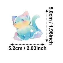 50张彩虹星空猫咪贴纸，可爱水彩卡通小猫贴纸，适用于DIY手工、笔记本、笔记本电脑、手机装饰 - 彩色 - 查看 6
