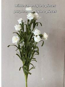 1 pieza/3 piezas Flores de rosa artificiales, decoración del hogar, regalo para el Día de San Valentín, cumpleaños, graduación - Blanco - Ver 16