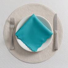 Fabric Napkin Set Of 10 Oxford Laser Finish - Teal - View 3