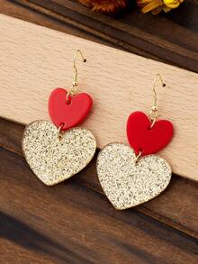 1 Pair Women's Dangling Earrings, Exaggerated Colorful, Acrylic Heart Shaped Shiny Nightclub Party Style Earrings, Suitable For Daily Wear - Multicolor - View 4