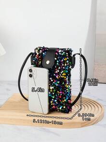 这款新款亮片手机包简约时尚，是理想的夏季零钱包。它可单肩背或斜挎，并配有防盗扣，非常适合旅行、出差、日常佩戴以及参加节日活动。 - 明亮 - 查看 3