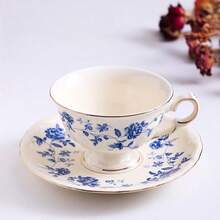 法式奢华下午茶牛奶咖啡杯，经典复古陶瓷宫廷风格茶杯碟套装 - 彩色 - 查看 10