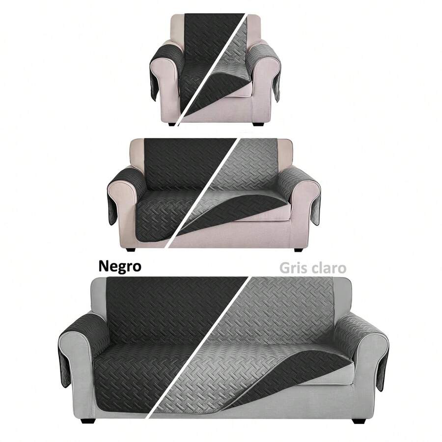 AMOROSA 3 Piezas Cubre Sillones para Sala de Diseño Doble Cara,Protector de Sofá de Resistentes y Durables,Fresco y Ligero para Sofás de 1 2 y 3 Plazas Sala Estilo Moderno Uso Todo el Año Decoración de Hogar-Gris/Negro