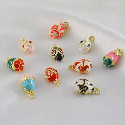 1 pieza Colgante de huevo esmaltado chapado en cobre, accesorio de joyería DIY para pulsera, collar, pendiente, tobillera, adecuado para Pascua/Día de la Madre/Cumpleaños/Regalo para la mejor amiga/Casual/Fiesta