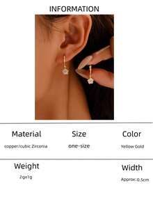 2pcs Star Flower Tear-Drop Zirconia Pendent Simple Earrings For Women, Daily Wear, Ramadan Jewelry - Yellow Gold - View 8
