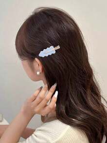 1个叶形基础实用刘海夹，无缝发型造型化妆夹，鸭嘴夹发饰 - 藍色 - 查看 7