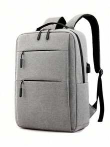 1pc Grey Business Men's Backpack, Large Capacity Laptop Bag, Casual Large Capacity Business Travel Bag, Bookbag