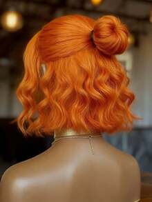 Bob Body Wave Lace Front Wigs Human Hair Brazilian Virgin 250% Density Ginger Orange Wig Human Hair Glueless Wigs Pre Plucked Bleached Knots 13x4 Hd Transparent Water Wave Human Hair Wig For Women No Shedding And Tangle Free - 薑橙 - 查看 6