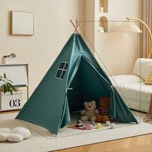 1pc Portable Children's Teepee Tent, Kids Play House, Baby Room Decor, Children's Canvas Teepee Tent, Cone Tent, Kids Mini Beach Tent - Multicolor - View 29