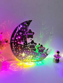 Customized Name LED Moonlight Light - USB Powered, Personalized Starry Night Light, 12 Colors, With Remote Control, Suitable For Bedroom And Living Room Decoration, Birthday Parties, Perfect Holiday Decoration Or Mother's Day Gifts, Choose 1 To 4 Names - Multicolor - View 2