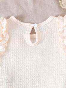 2pcs Baby Girls Cute Fresh Knitted Flower White Top + Yellow Pants Set, Lightweight Summer - Yellow - View 7