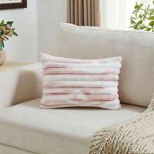 1/2 vỏ gối trơn không kèm ruột gối, vỏ gối sofa bằng nhung giả thỏ, trang trí nhà cửa - hồng và trắng - Xem 8